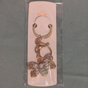 Mint Gold and Pearl Butterfly Bag Charm/Keychain